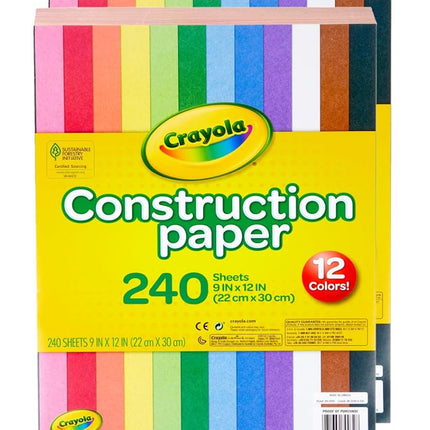 Crayola Construction Paper, 480 Count, 2-Packs of 240 Each, 10, Great for Arts & Crafts, Home or School Projects