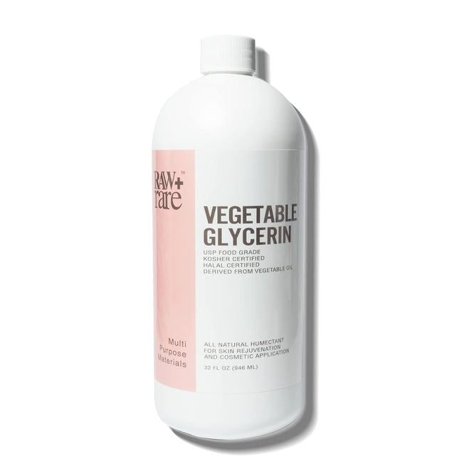 Vegetable GlycerinGlycerine Quart 32 fl. oz., Natural Pure USP Food GradeCosmetic Grade, For Skin, Hair, Crafts, Soap Base Oil - Kosher, Halal and Pharmaceutical for by Raw Plus Rare