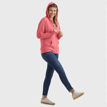 Hanes Women's Jersey Full Zip Hoodie, Briny Pink, Small