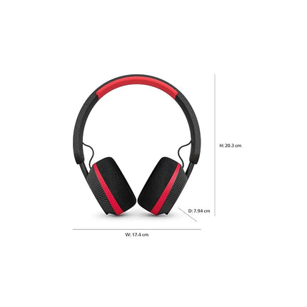 PHILIPS TAA6219BK Solar Powered Self Charging On Ear Bluetooth Headphones - 80 Hour Battery Reserve Ideal for Working Out, Running and Other Sports - Black and Red