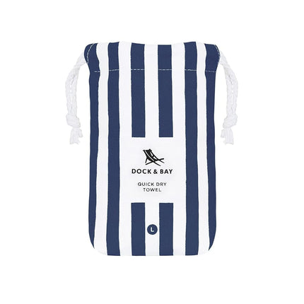 Dock & Bay Beach Towel - Quick Dry, Sand Free - Compact, Lightweight - 100% Recycled - Includes Bag - Cabana - Whitsunday Blue - Extra Large (200x90cm, 78x35)