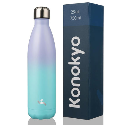 Konokyo Insulated Water Bottles,25oz Double Wall Stainless Steel Vacumm Metal Flask for Sports Travel,Oasis