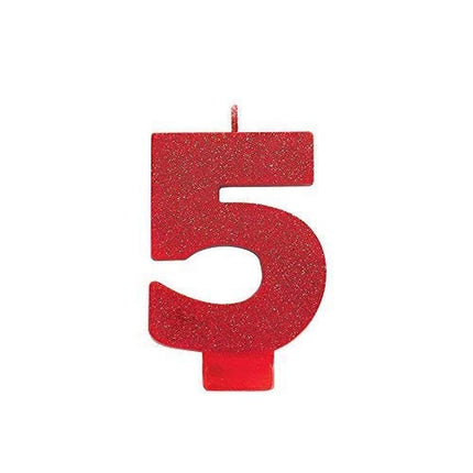 Amscan Red #5 Birthday Glitter 3.25" Numeral Candle