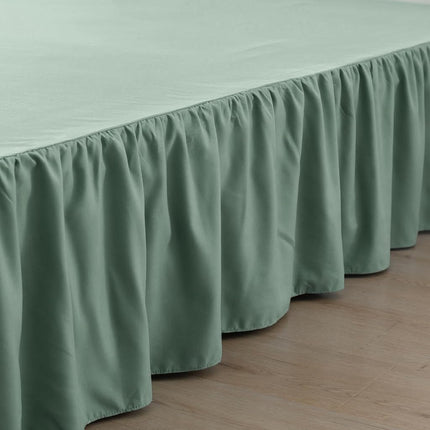 xuan dian Bed Skirt King Size Ruffled Bed Skirts with Split Corners,18 Inch Drop Dust Ruffle Bed Skirt with Platform, King, 18 Inch, Sage Green