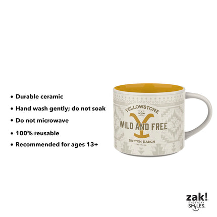Zak Designs Yellowstone Ceramic Coffee Mug for Hot Drinks at Home, Collectible Keepsake (15 oz, Dutton Ranch)