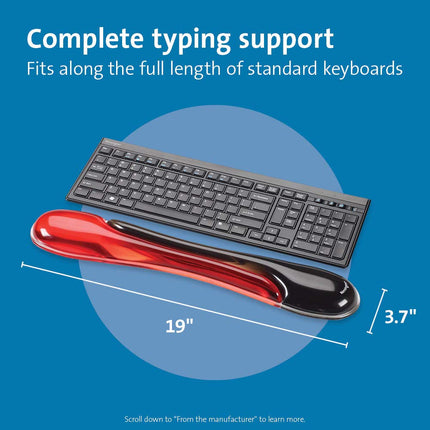 Kensington 62398 Gel Series, Wrist Rest for Keyboards- Red, Black, 18.9 inch x 3.5 inch