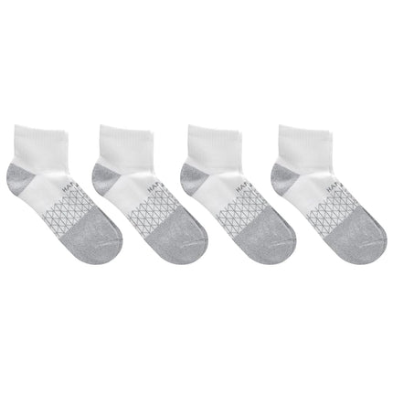 Hanes Men's Absolute Active Cushioned Ankle, Moisture Wicking Socks, Seamless Toe, 4-Pack, White/Gray Marl, 4.5-12 UK