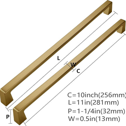 khtumeware 6 Pack Champagne Bronze Cabinet Pulls 10 Inch(256mm) Hole Centers,Champagne Brass Cabinet Pulls Kitchen Cabinet Hardware for Cupboard Drawer Handles Dresser Pulls