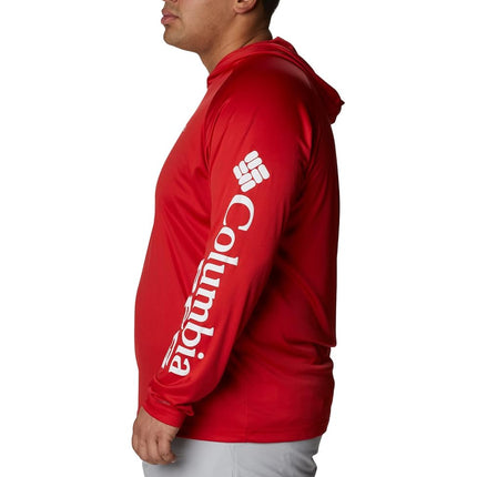Columbia Men's Terminal Tackle Hoodie, Red Spark/White Logo, Medium