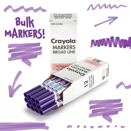Crayola Washable Broad Line Markers - Violet Purple (12ct), Bulk Markers for Classrooms & Teachers