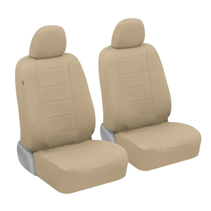 Motor Trend SC-4930-BG Beige PU Leather Seat Covers for Car and SUV Front Pair Set of 2-Leatherette Grade
