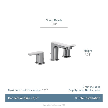 Moen Rizon Two-Handle Widespread Bathroom Faucet Without Valve - Faucet Parts, Chrome (T6920)