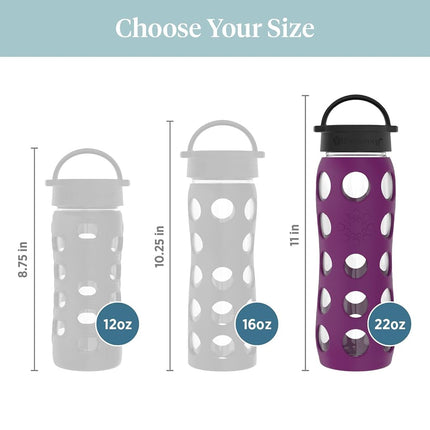 Lifefactory Glass Hydration Bottle Plum 650 ml