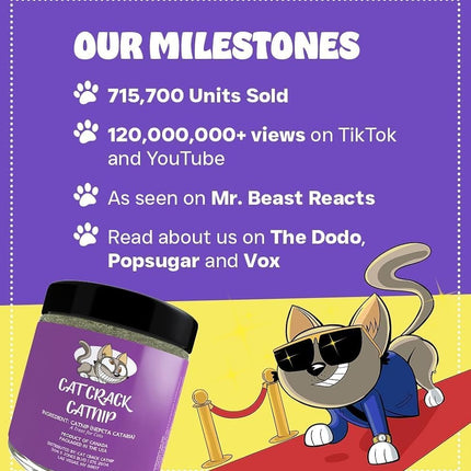 Cat Crack Organic Catnip, Premium Safe Nip Blend, Infused with Maximum Potency Your Kitty Will be Guaranteed to Go Crazy for! (1 Cup)