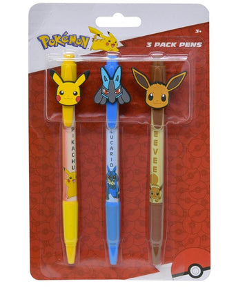 Pokemon 3 Packs Pens with Rubber Character Clip (P