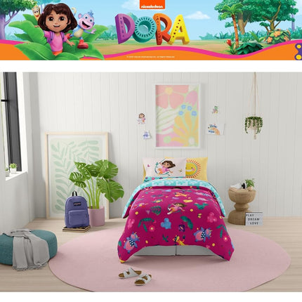 Franco Comforter and Sheet Set with Sham, Microfiber, Dora The Explorer, 5 Piece Twin Size