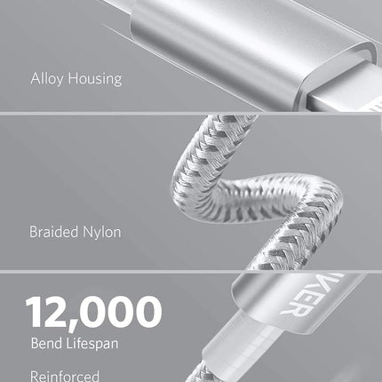 Anker New Nylon USB C to Lightning Cable, Apple MFi Certified for iPhone 14 Series, and More (6FT,Silver)