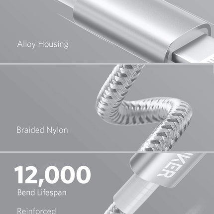 Anker New Nylon USB C to Lightning Cable, Apple MFi Certified for iPhone 14 Series, and More (6FT,Silver)