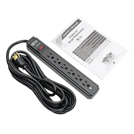 Tripp Lite 6 Outlet Surge Protector Power Strip, Extra Long Cord 15ft, Black, 20,000 INSURANCE (TLP615B)