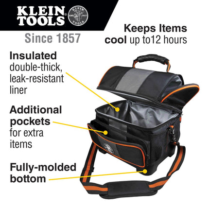 Klein 55601 Soft Cooler, Black/Grey/Orange Trim