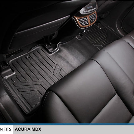 MAXLINER Floor Mats 2 Rows and Cargo Liner Behind 2nd Row Set Black for 2007-2013 Acura MDX