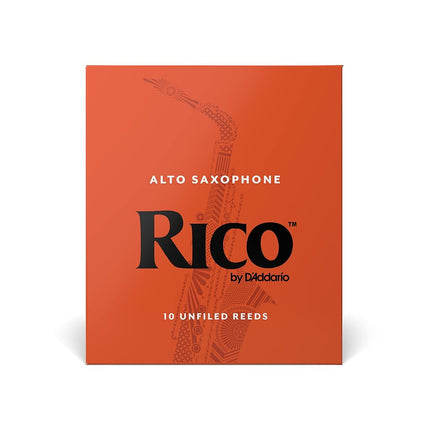 D’Addario Woodwinds - Rico Alto Sax Reeds - Reeds for Alto Saxophone - Alto Saxophone Reeds Crafted for Beginners, Students, Educators - Strength 2.0, 10-Pack