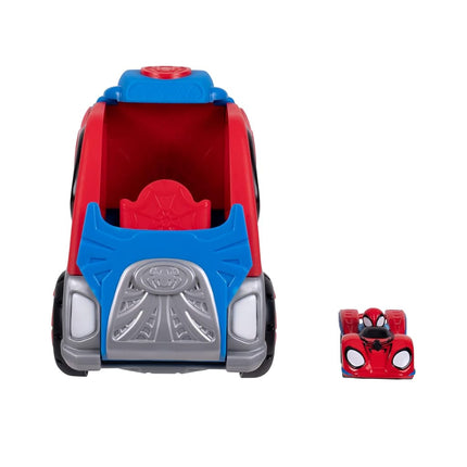 Jazwares MARVEL Spidey and His Amazing Friends Transforming Hauler Raceway - 9-Inch Vehicle and Trackset with Exclusive Amazing Metal
