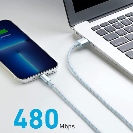 Anker 6ft Lightning Cable, 331 Cable, Premium Nylon USB-A to Lightning Cord, MFi Certified for iPhone Chargers, iPhone SE/Xs/XS Max/XR/X/8 Plus/7/6 Plus, iPad Pro Air 2, and More (Winter Blue)