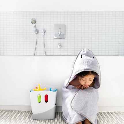 Ubbi Stand Up Bath Toy Storage Organizer, Draining Scoop For Toys, Bathroom Caddy with Removable Drying Rack Bin for Baby and Toddlers, Grey