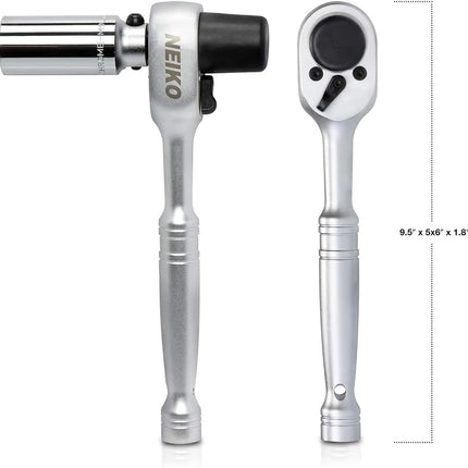 Neiko 03029A 1/2 Drive Scaffold Ratchet Wrench Chrome Vanadium Steel | 7/8-Inch Deep Socket