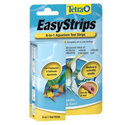 Tetra EasyStrips 6-in-1 Aquarium Test Strips 25-Pieces, Measure 6 important water quality level, For Freshwater & Saltwater Aquariums