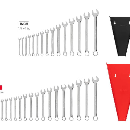 TEKTON Combination Wrench Set, 34-Piece (1/4-1 in., 6-24 mm) - Rack | WCB91301