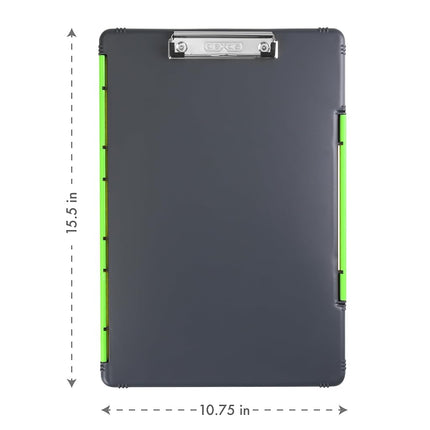 Dexas Storage Clipboard, Legal Size, Gray with Green Clip, 15.5" x 10.5" x 1"