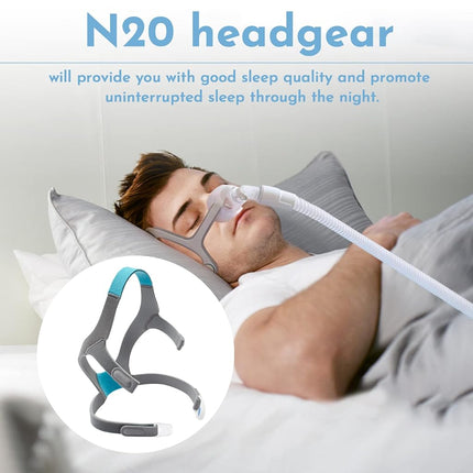 N20 Headgear Compatible with ResMed AirFit/AirTouch N20 Nasal Mask, Soft and Skin-Friendly N20 Replacement Head Strap with 2 Magnetic Clips - 2Pack
