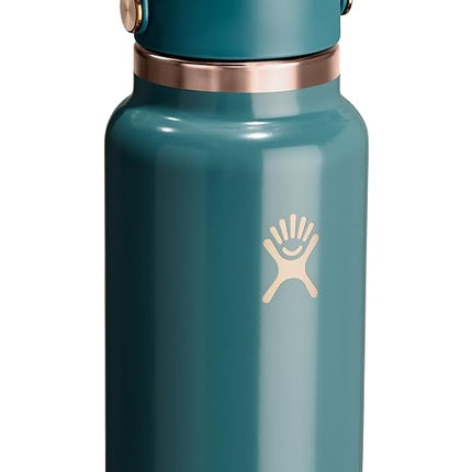 Hydro Flask Water Bottle - Insulated Stainless Steel - Wide Mouth Flex Straw Lid, Non Spill, Leakproof and Refillable in 32 Oz Sea Rose Gold
