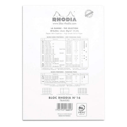 RHODIA 16601C - Stapled Notepad N°16 White - A5 - Lined - 80 Detachable Sheets - White Clairefontaine Paper 80 g/m - Soft, Resistant and Waterproof Coated Card Cover - Basics, 148x210mm