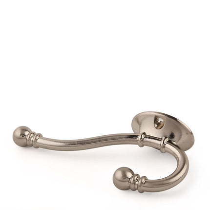 HASWARE 6 PCS Double Prong Robe Hook, Large Dual Coat Hooks with 12 Pieces Screws Wall Mounted Hooks Robe Antique Hooks Hangers Heavy Duty for Home Coats Hat Clothes Hanger Towel Keys (Satin Nickel)