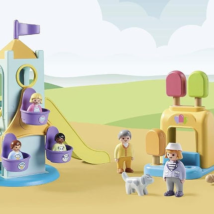 Playmobil 71326 1.2.3 Adventure Tower with Ice Cream Booth, Developmental early learning toys for toddlers with tower and ferris wheel , Educational toy, Suitable for children for ages 12 months+
