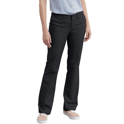Dickies Women's Flat Front Stretch Cotton Blend Pants, Black, 22