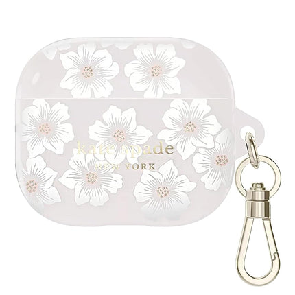 Kate Spade New York AirPods Protective Case with Keychain Ring - Hollyhock Cream, Compatible with AirPods 3rd Generation