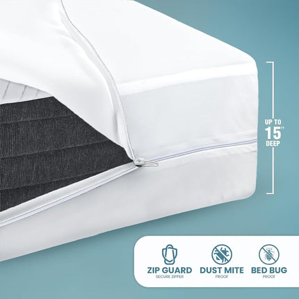 Utopia Bedding Zippered Mattress Encasement, Six-Sided Absorbent Cover, Waterproof Protector, Bed Bug & Dust Mite Proof (Queen)