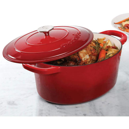 Olla holandesa ovalada de hierro fundido esmaltado Crock-Pot Artisan, 6.6 litros, rojo escarlata