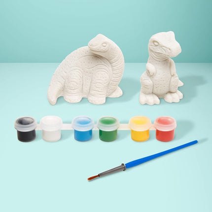 Melissa & Doug Created by Me! Dinosaur Figurines Craft Kit (2 Resin Dinosaurs, 6 Paints, Paintbrush) Dino Painting Kit for Kids