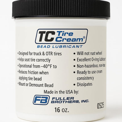 Fuller Bros 16 Oz Jar Tire Cream Tire Mounting Lubricant – Non-Toxic, Non-Rust, Fast-Drying Formula for All Tire Types – Protects Bead & Rim – Made in USA