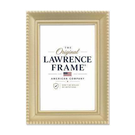 Lawrence Frames Antique Brass 4x6 Hinged Triple Picture Frame - Bead Border Design, Satin Gold