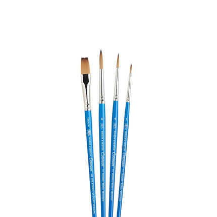 Winsor & Newton, Cotman Watercolour Synthetic Brushes, Short Handle, Pack of 4 (1,4,and 6 Round and 10mm One Stroke)