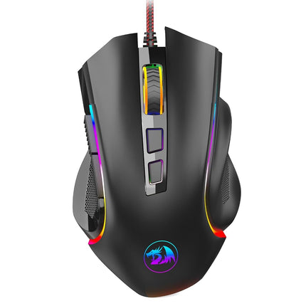 Redragon M602 Gaming Mouse, Ergonomic RGB Gaming Mouse Wired with 9 Programmable Buttons, 7200 DPI Adjustable, 7 Backlit Modes, Professional Optical Gamer Mouse for Gamer Office, Black