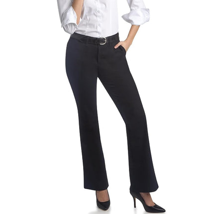 Pantalones Dickies de mujer de frente plano de mezcla de algodón elástico, negro V1, 12 corto