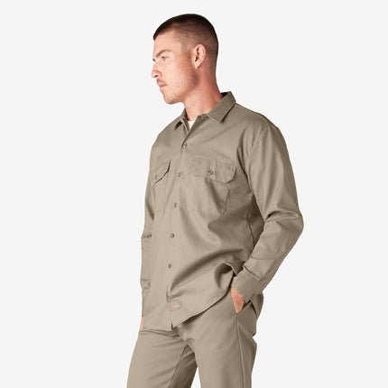 Dickies Mens Long Sleeve Work Shirt, Desert Sand, XX-Large