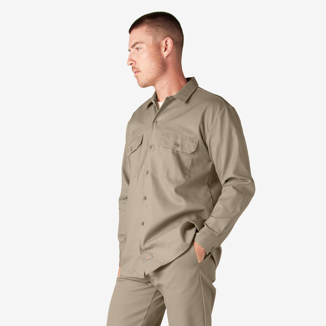 Dickies Mens Long Sleeve Work Shirt, Desert Sand, XX-Large